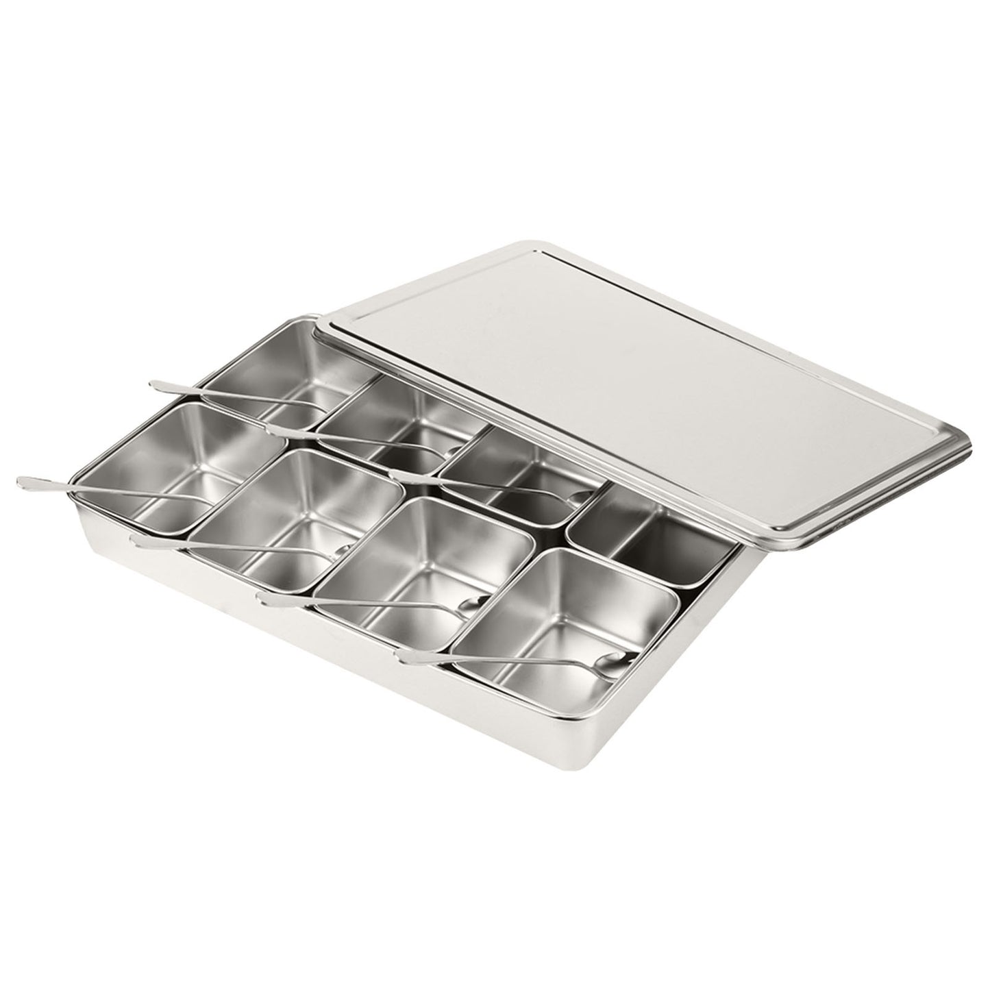 8 Grids Aluminium Alloy Seasoning Box Condiment Storage Containers Spice Jar Kitchen Utensils