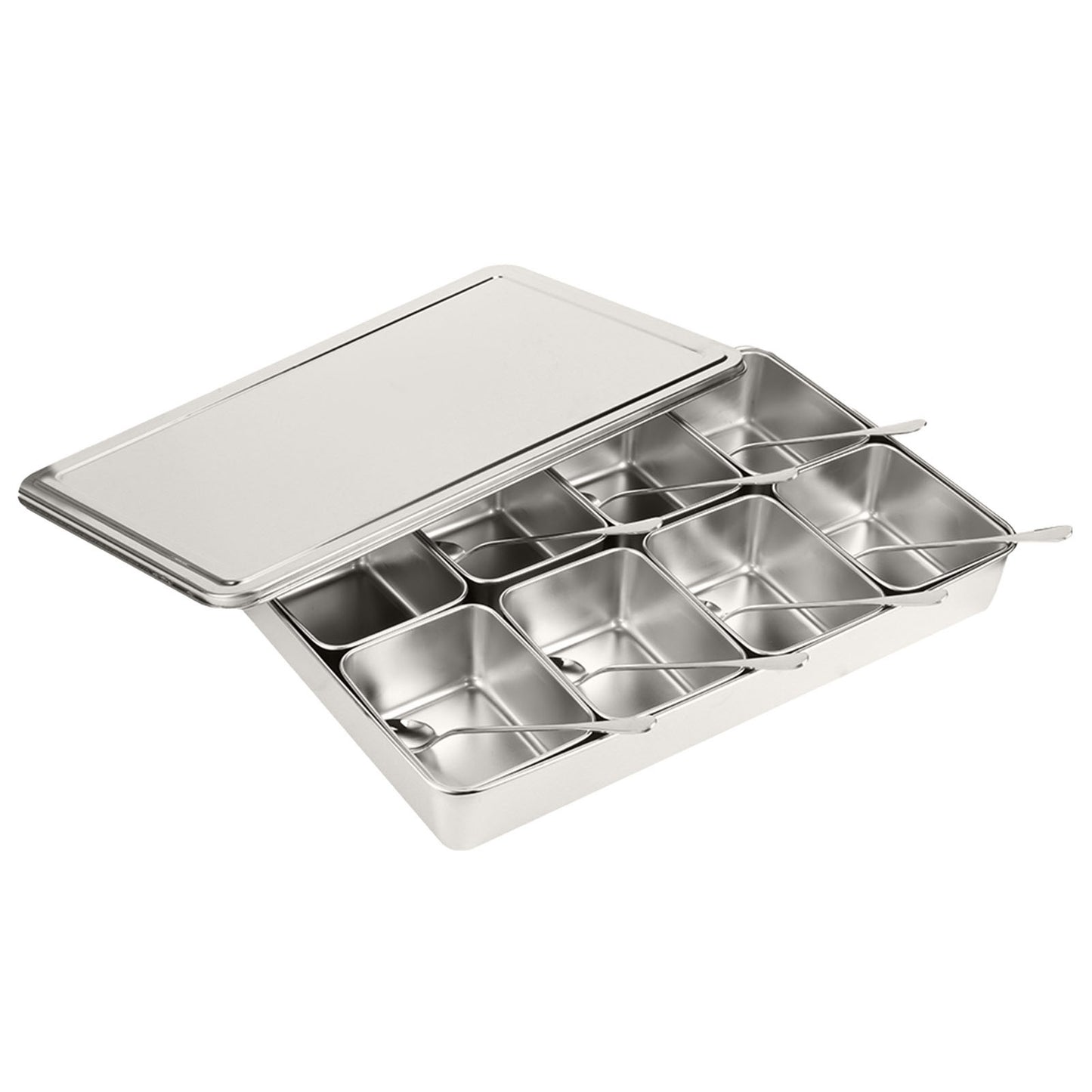 8 Grids Aluminium Alloy Seasoning Box Condiment Storage Containers Spice Jar Kitchen Utensils