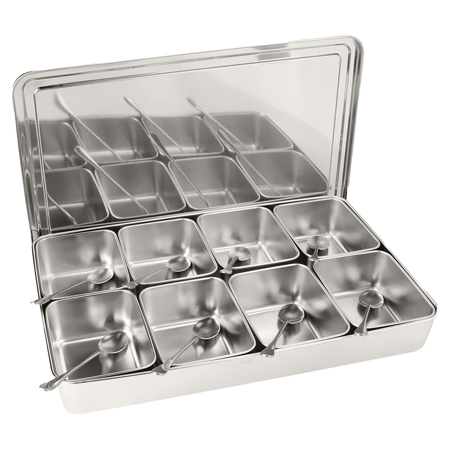 8 Grids Aluminium Alloy Seasoning Box Condiment Storage Containers Spice Jar Kitchen Utensils