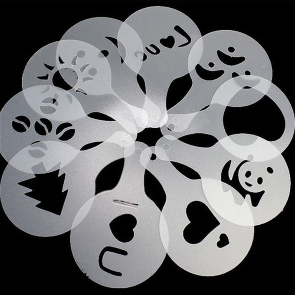 16Pcs Plastic Cappuccino Coffee Foam Spray Template Stencils DIY Decorating Coffee Printing Mold