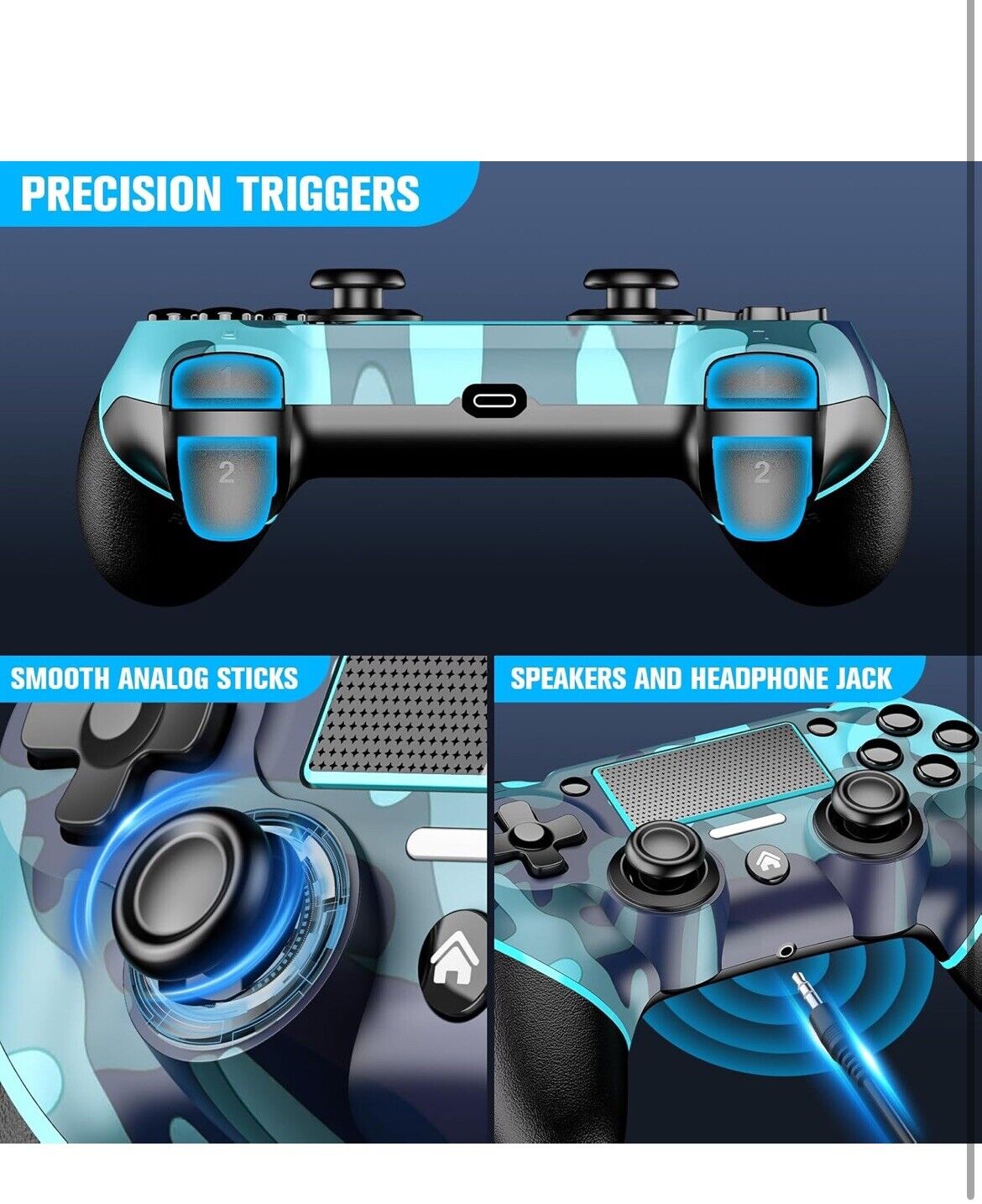 Wireless Controller for P4 Compatible with P4/Slim/Pro/PC,P4 Gaming Controlle...