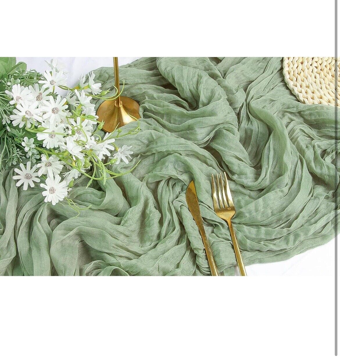  6 Pack Table Runner 35x120 Inches for Baby Shower 6 Pack-10FT Sage Green