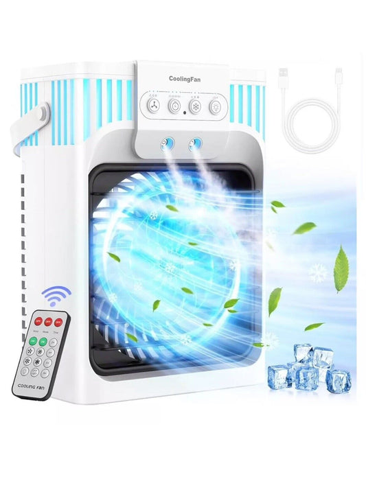 Vicelec AB-White 7 Night Light Portable Air Conditioner Cooling Fan W/ Remote