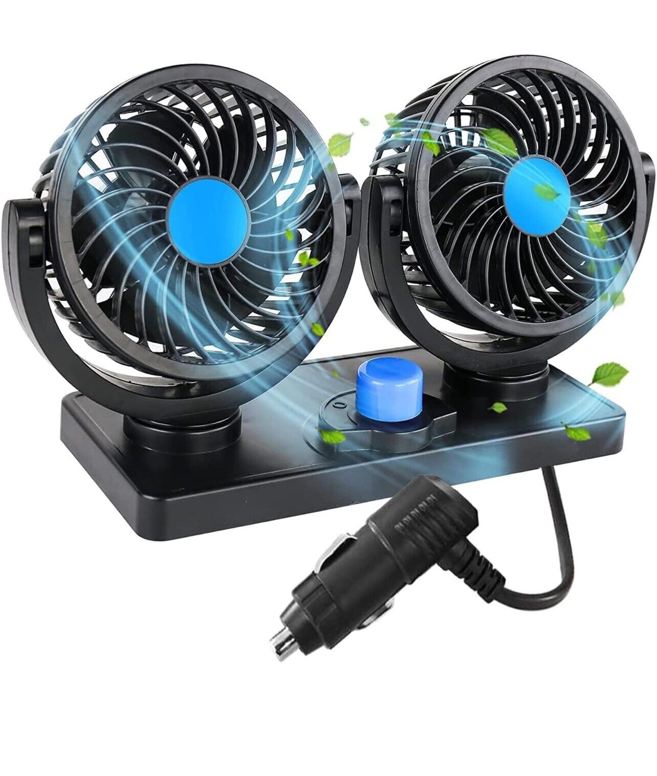 12V Dual Head Car Fan Portable Vehicle Truck 360° Rotatable Auto Cooling Cooler