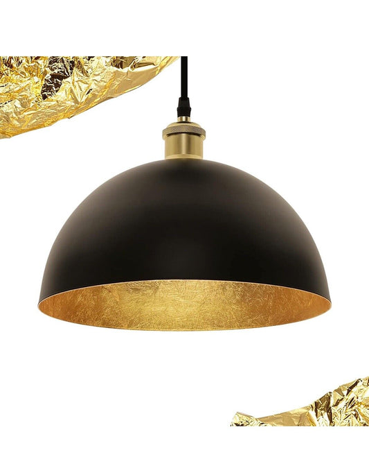 Black and Gold Leaf Pendant Light, Vintage Ceiling Hanging Light Fixture,