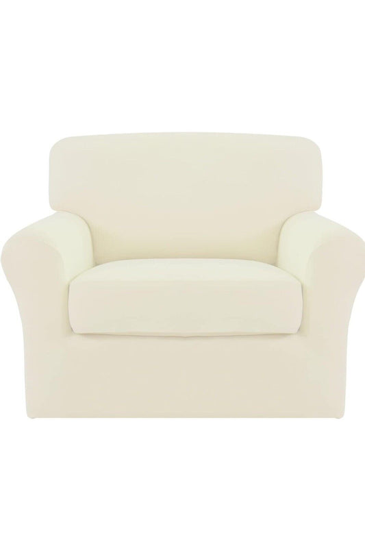 2 Pieces Microfiber Stretch Chair Slipcover – Spandex Soft Fitted Small Ivory