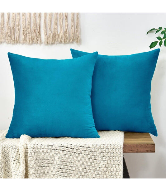 Throw Pillow Covers 26x26 inch Teal Velvet Soft Solid Decorative Square Pillo...