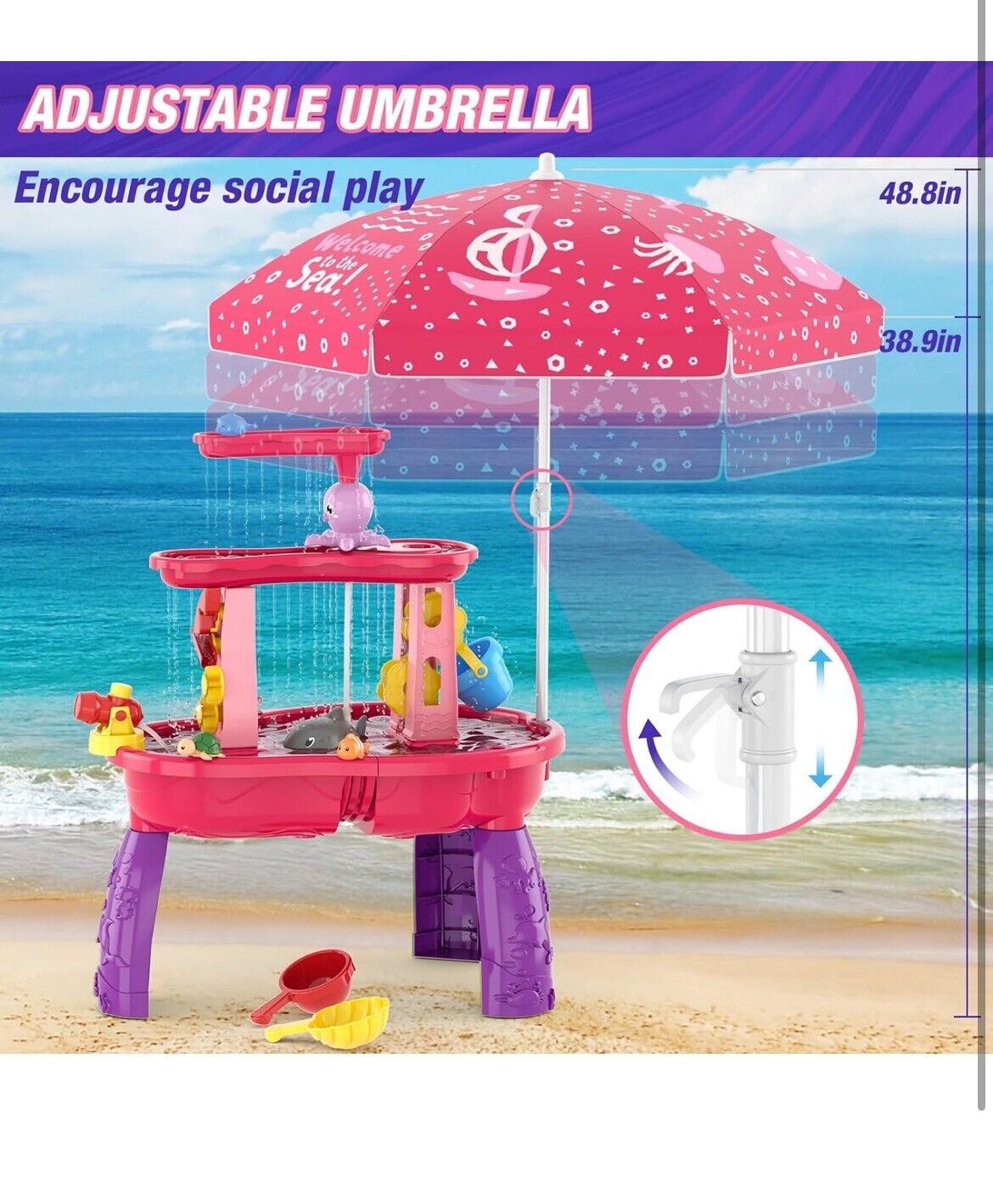 Water Table for Toddlers 3-5 with Umbrella/Water with umbrella & auto function