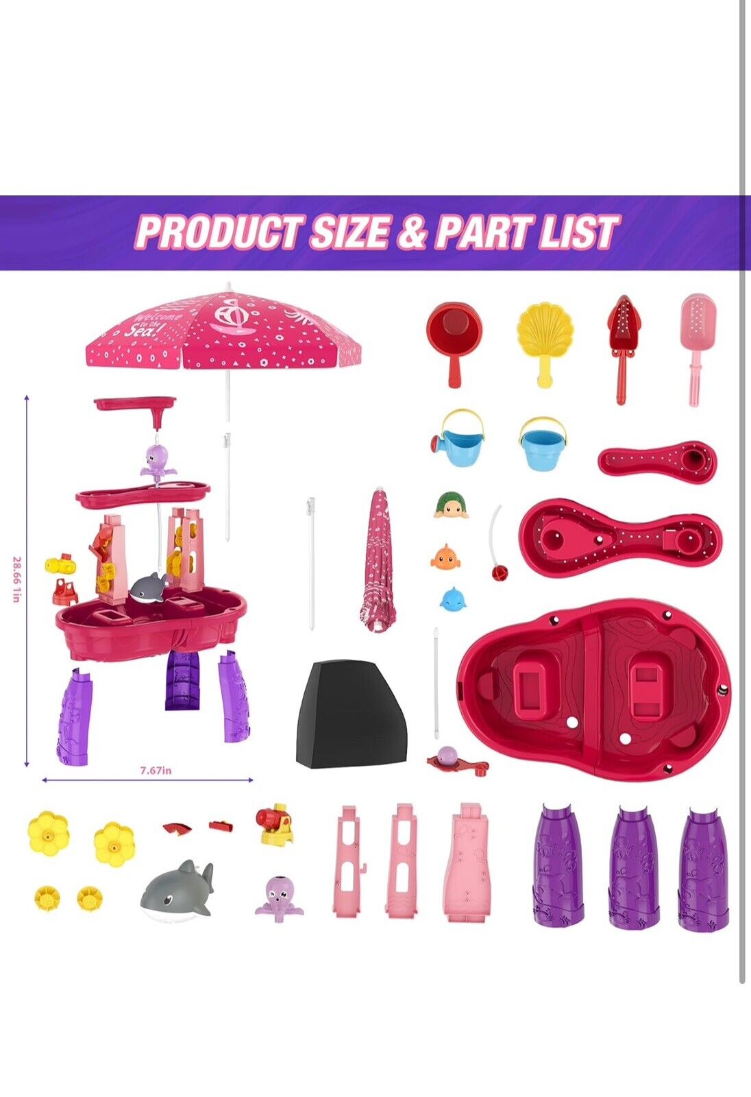 Water Table for Toddlers 3-5 with Umbrella/Water with umbrella & auto function