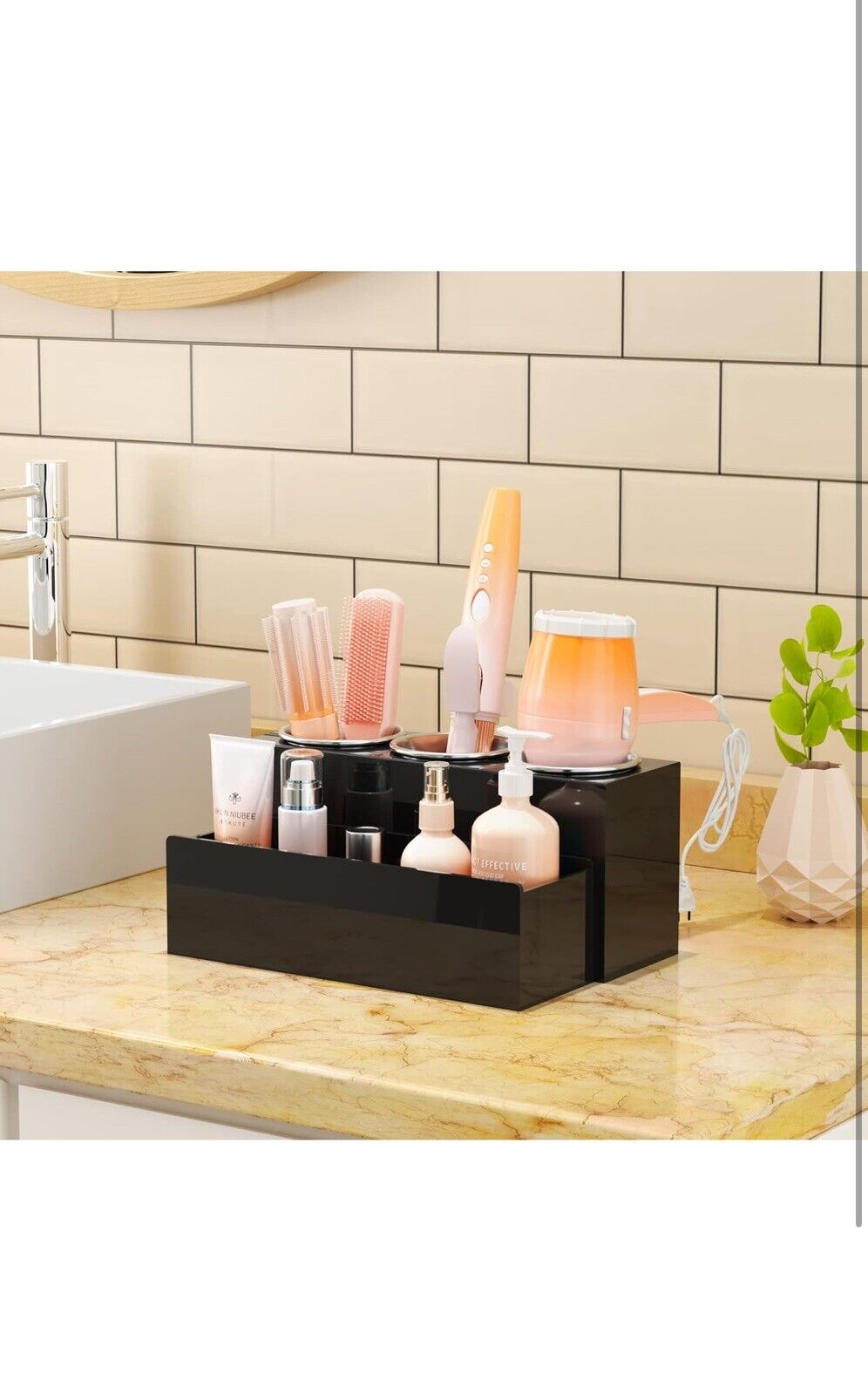 Hair Tool Organizer, Acrylic Hair Dryer and Styling Holder, Bathroom Countertop 