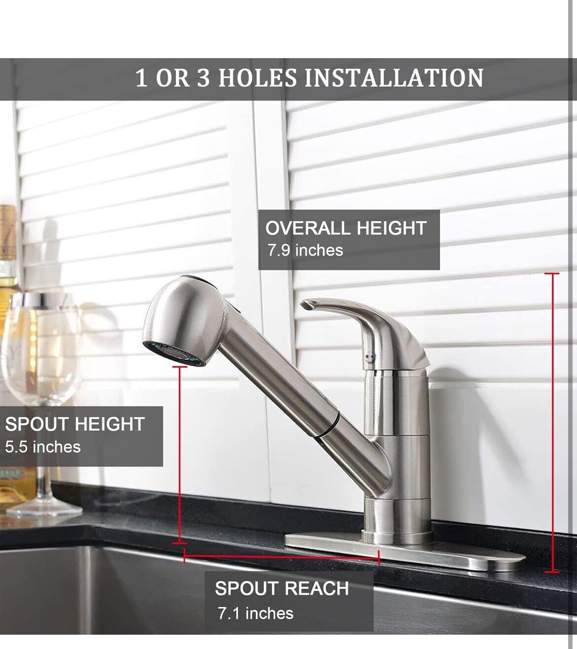 Ufaucet QYT007L  Single Handle Kitchen Faucet