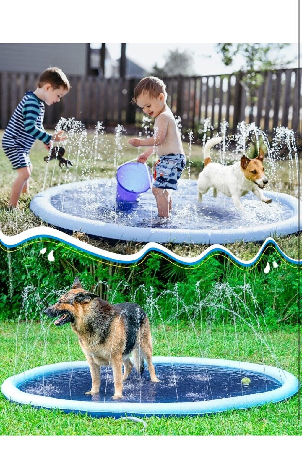 Kids Dog Splash Pad Sprinkler Non Slip Dog Sprinkler Pad Splash  67”