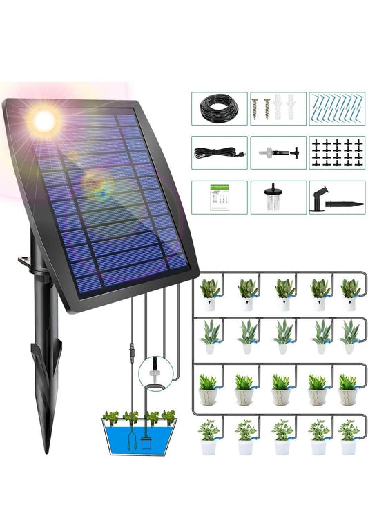 12 Timer Modes Solar Drip Irrigation System - Auto Drip Irrigation Kits with ...