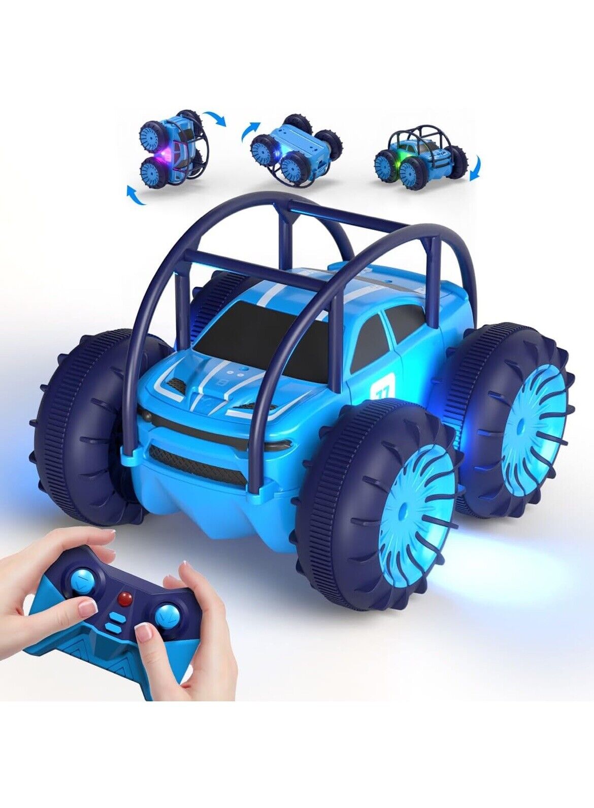 Amphibious Remote Control Car,Rechargeable RC Cars Toy 360° Flips Rotation St...