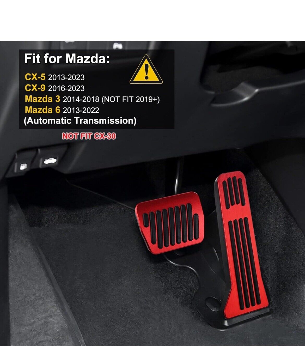 ANFOKAS for Mazda 3 6 CX5 CX9 Foot Pedal Covers Aluminum Anti-Slip Pedals -Red