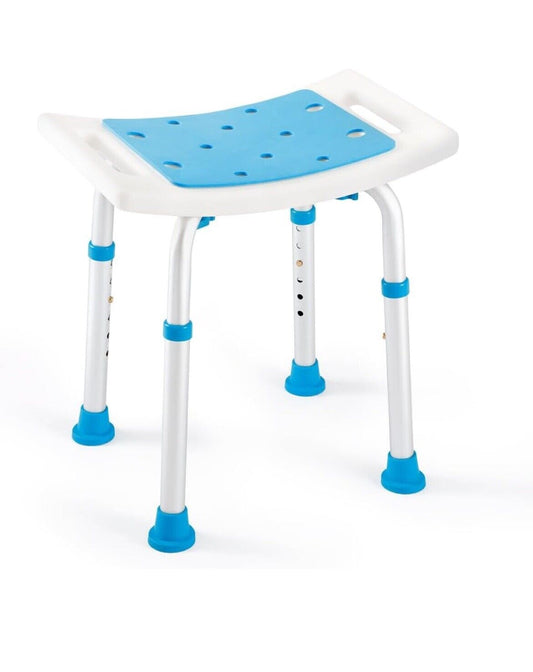 FSA/HSA Eligible Shower Stool 350lbs Bath Seat Chair, Tool-Free White & Blue 