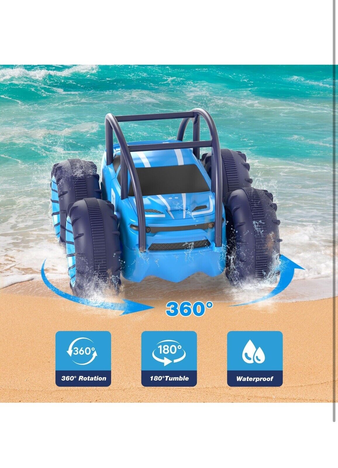 Amphibious Remote Control Car,Rechargeable RC Cars Toy 360° Flips Rotation St...