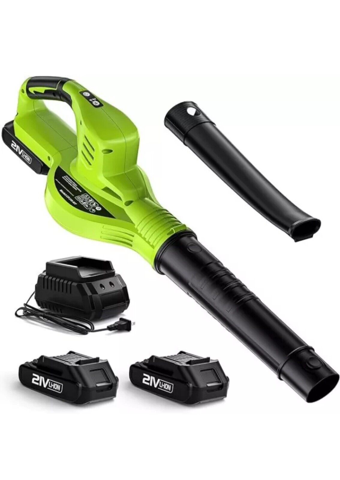 KONGMAD Cordless Electric Leaf Blower 2 Batteries and Charger 160MPH - Green