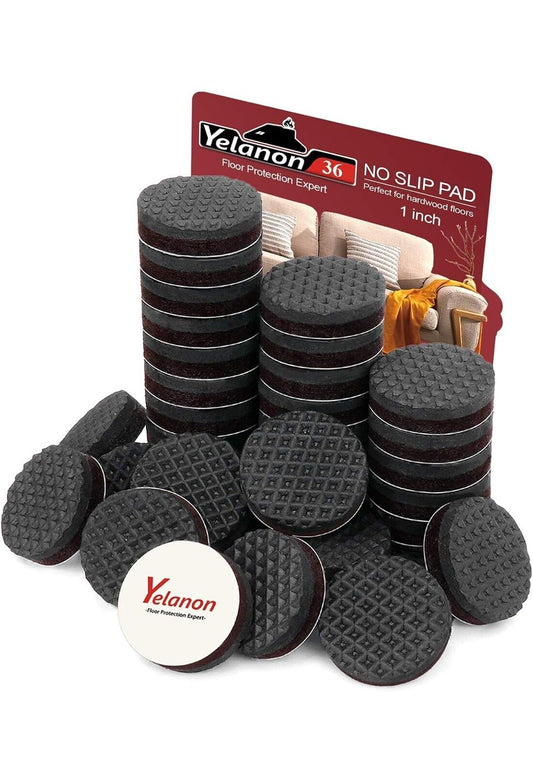 Yelanon Non Slip Furniture Pads -36 Pcs 1’’Furniture Grippers, Non Skid Furnitur