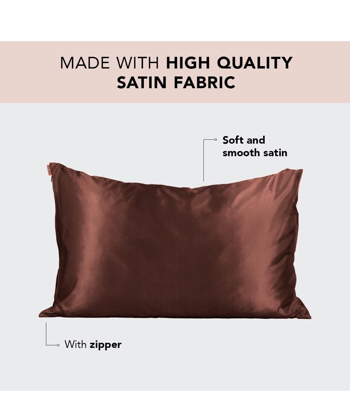 Kitsch Beauty The Satin Standard Size Pillowcase, Chocolate Brown