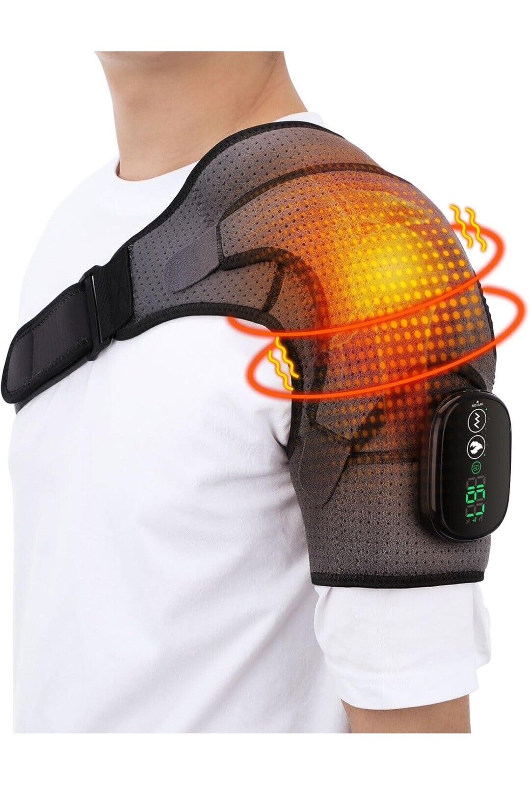 Cordless Shoulder Heating Pad, Heated Shoulder Wrap with Vibration, Shoulder Mas