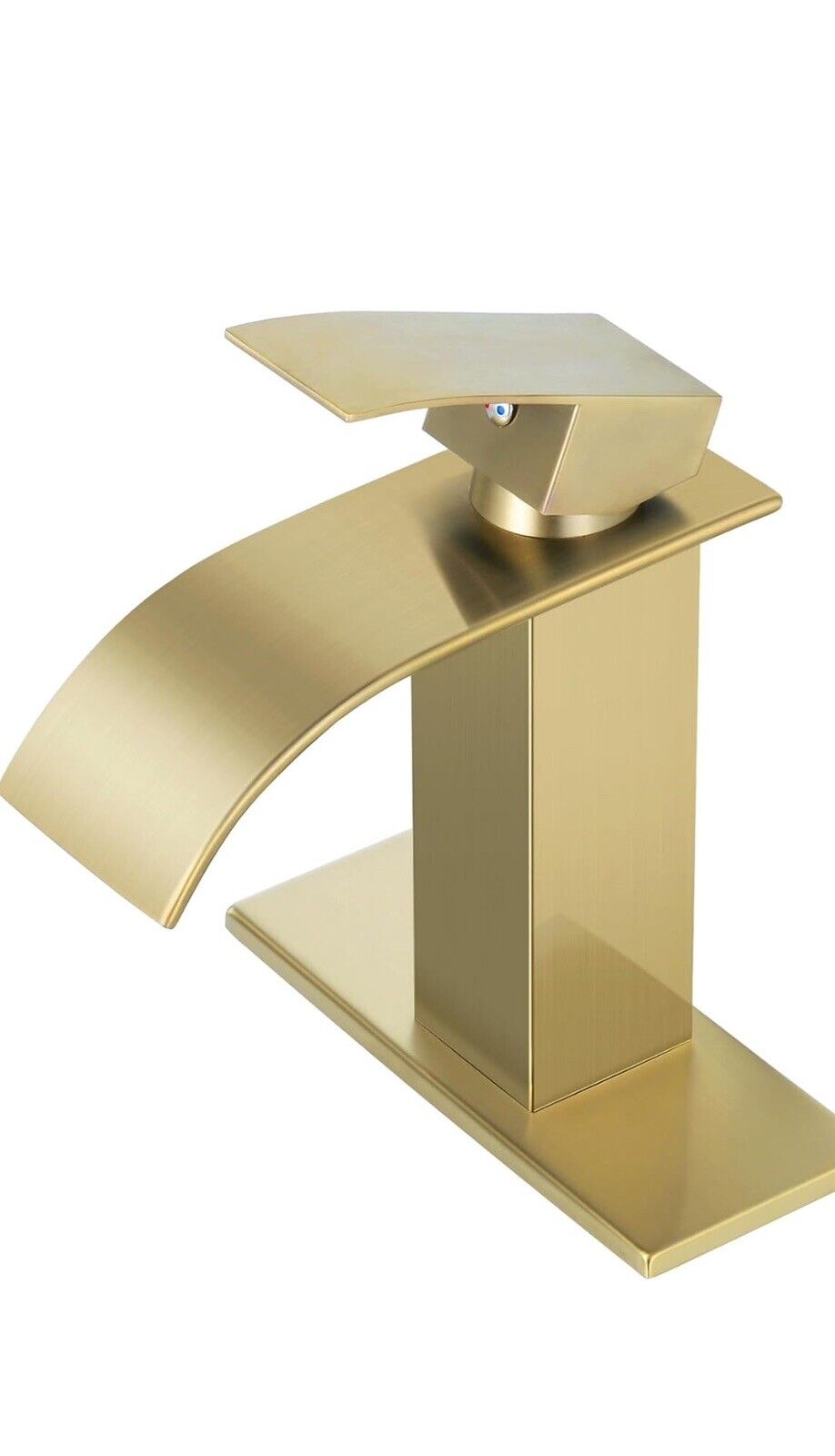 Waterfall Bathroom Faucet, Brushed Gold Modern Single Handle Bathroom Faucets fo