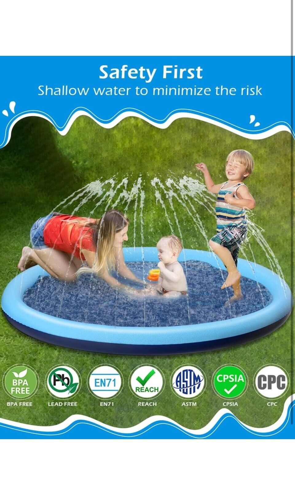 Kids Dog Splash Pad Sprinkler Non Slip Dog Sprinkler Pad Splash  67”