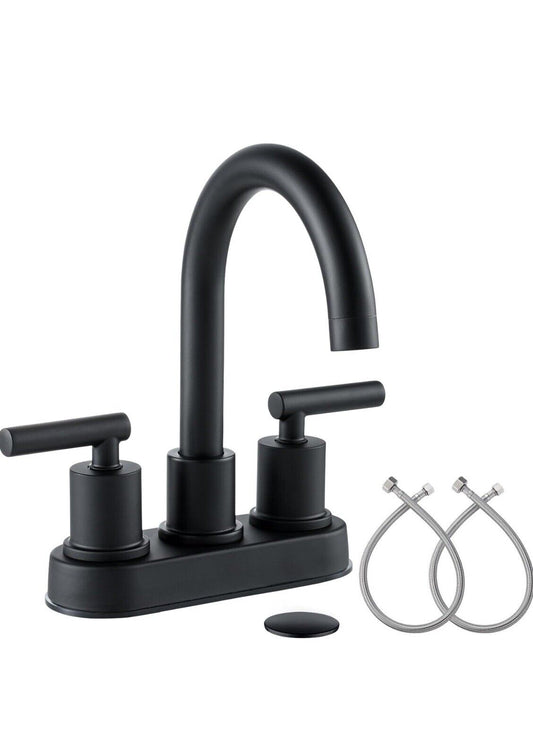 VXV Bathroom Sink Faucet 4 Inch 2 Handle Centerset Utility Matte Black 