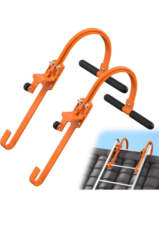 Ladder Roof Hook 2 Pack with Wheel Heavy Duty Steel Ladder Stabilizer, Roof R...