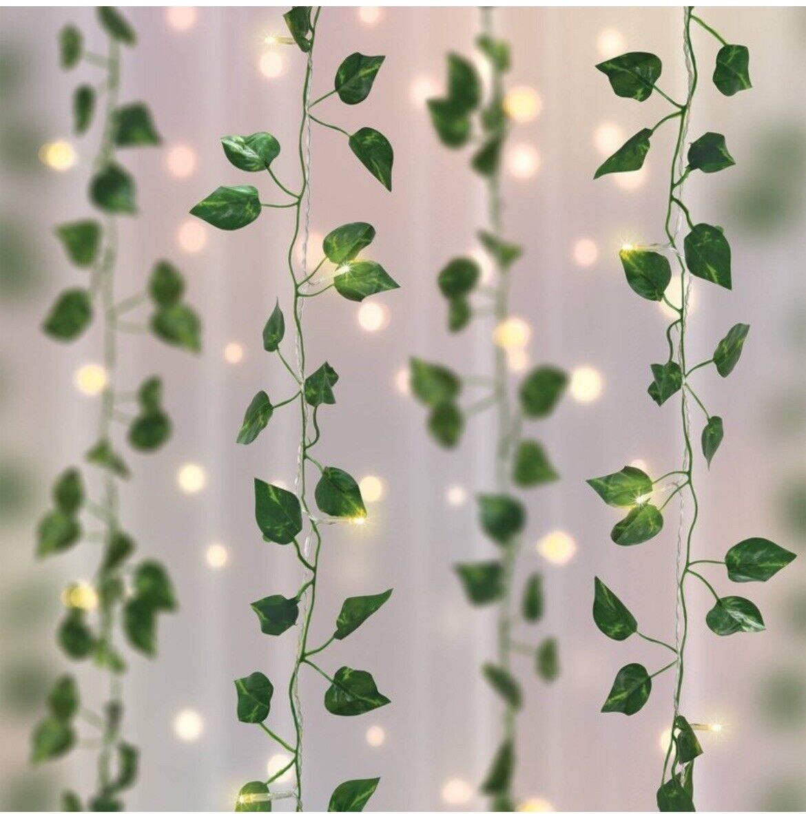 66-Light 3.5 x 5 ft Indoor Battery Operated LED Curtain Vine String Light