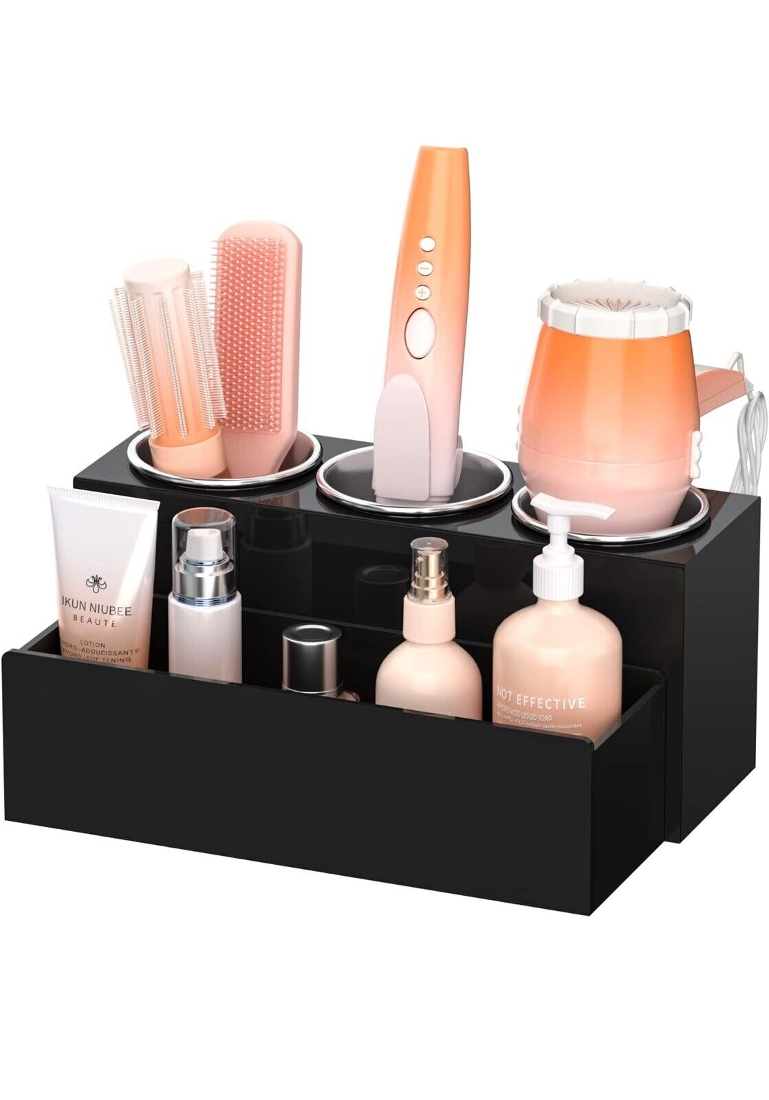 Hair Tool Organizer, Acrylic Hair Dryer and Styling Holder, Bathroom Countertop 