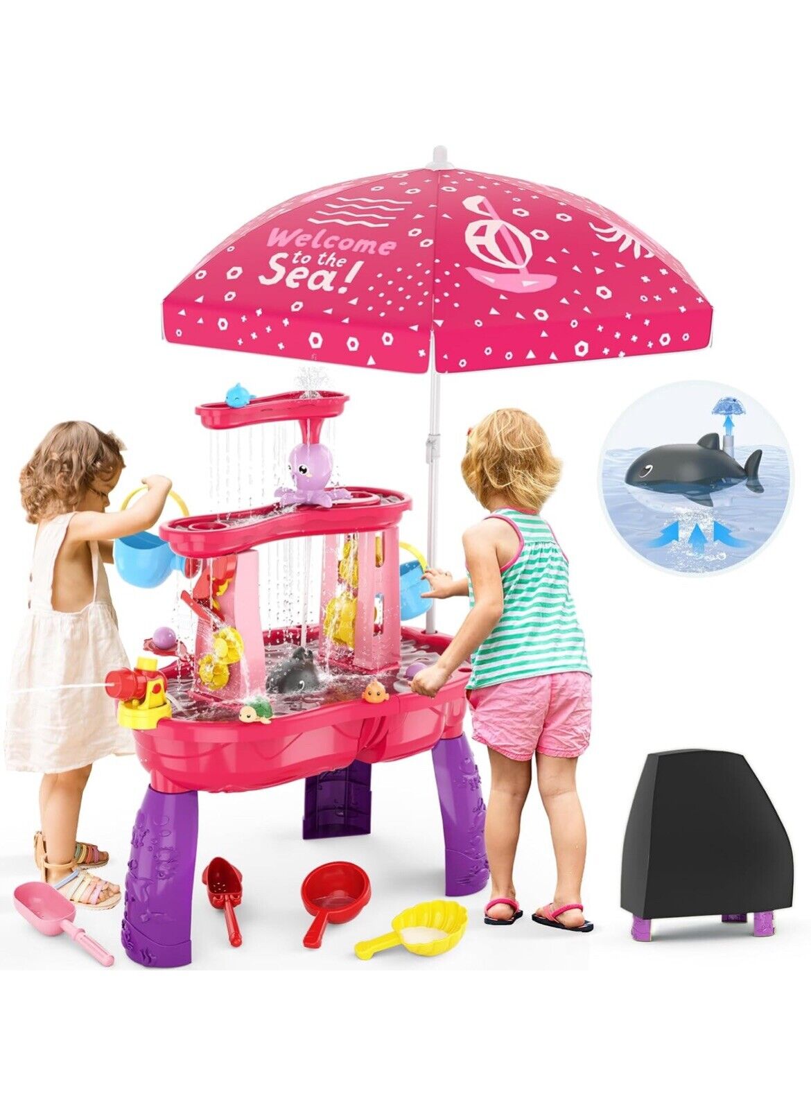 Water Table for Toddlers 3-5 with Umbrella/Water with umbrella & auto function