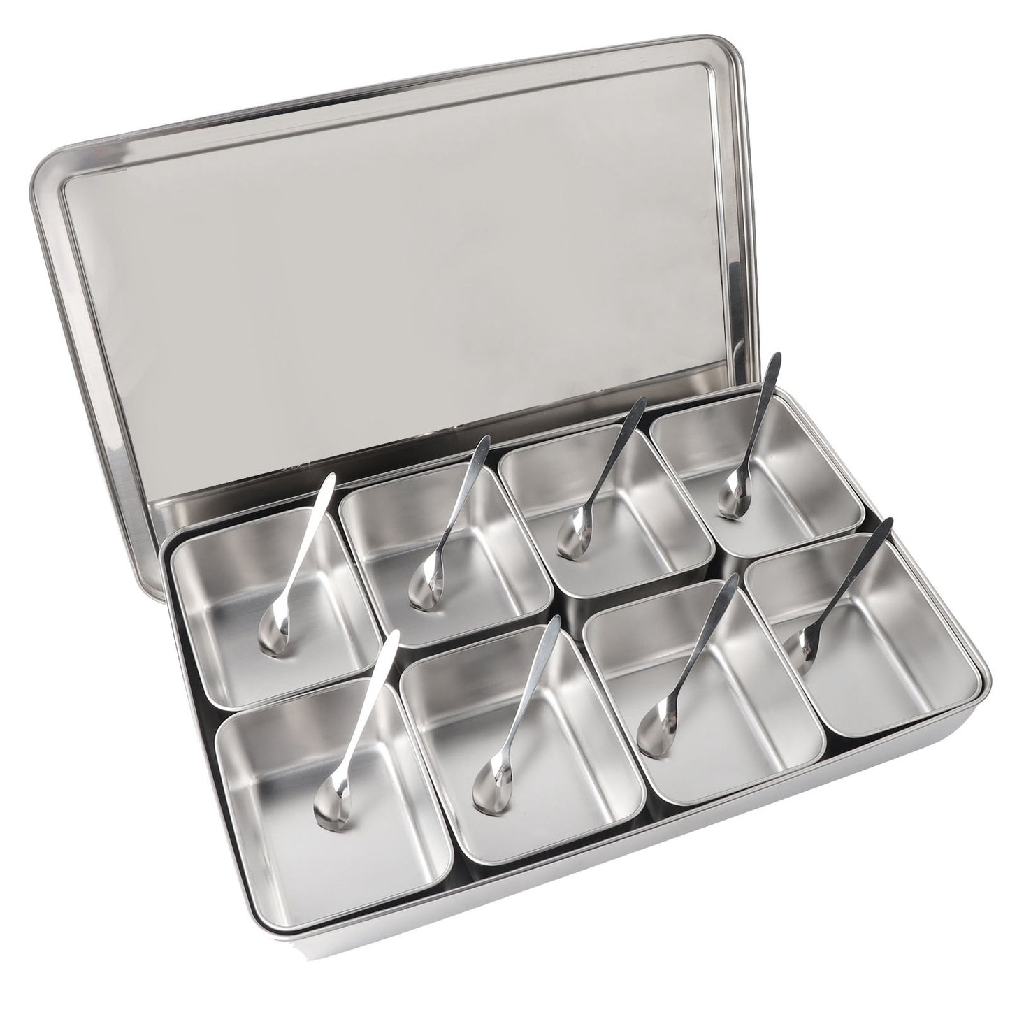 8 Grids Aluminium Alloy Seasoning Box Condiment Storage Containers Spice Jar Kitchen Utensils