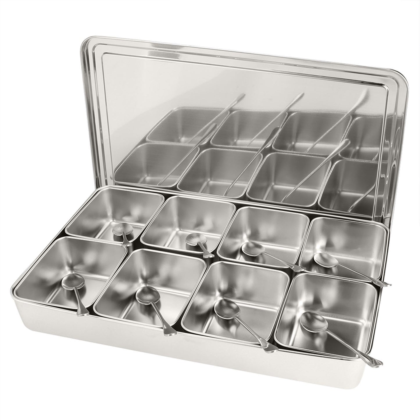 8 Grids Aluminium Alloy Seasoning Box Condiment Storage Containers Spice Jar Kitchen Utensils