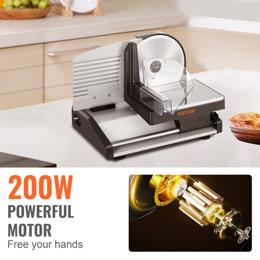 VEVOR 7.5inch Meat Slicer 200W Electric Deli Slicer For Meat Veggie Bread